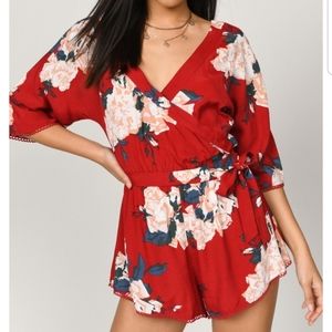 Tobi Petal To The Metal Red Multi Print Romper